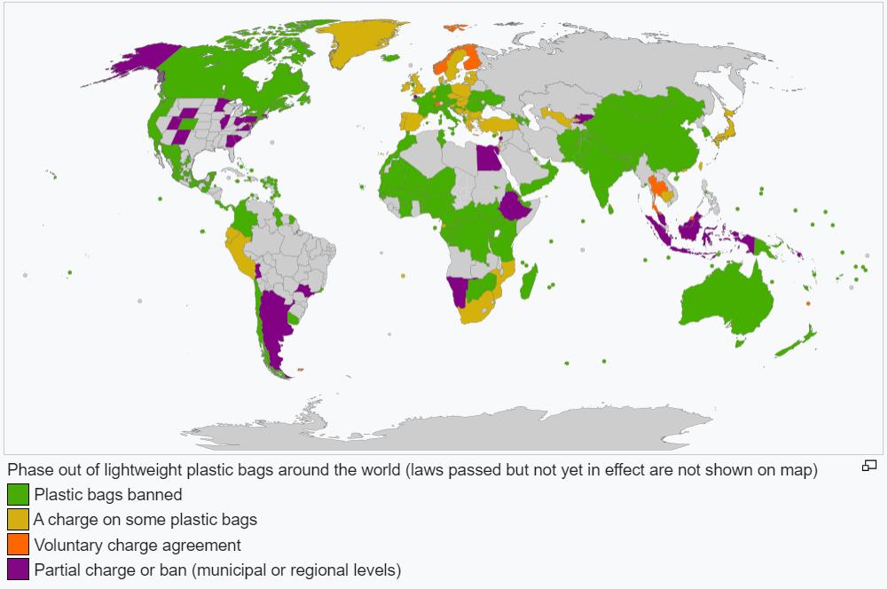 Lista de condados con prohibición y restricción de plásticos de un solo uso