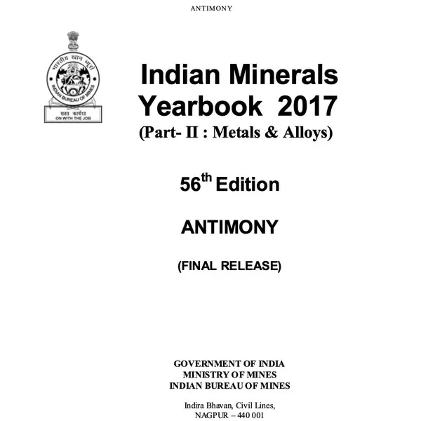 Indian Minerals Yearbook 2017 Antimony